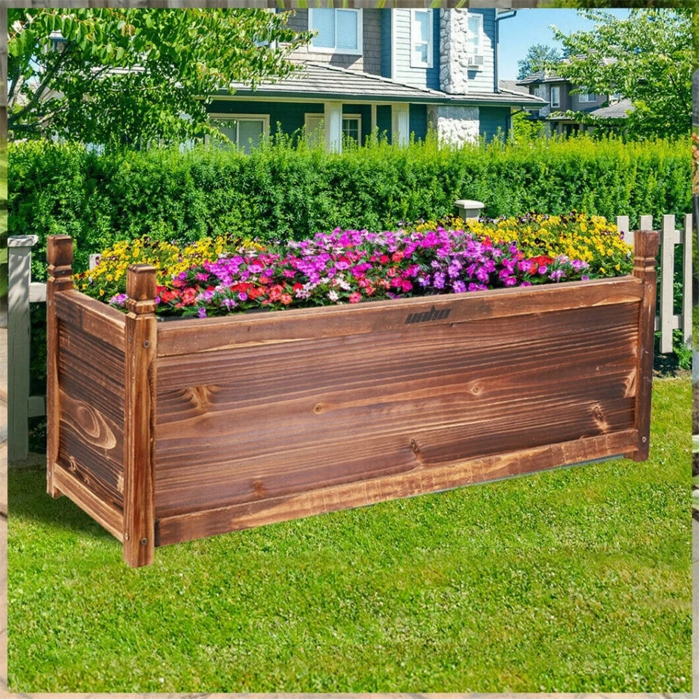 Wood Planter Box Outdoor Raised Planter Beds Garden for Flowers Vegetables