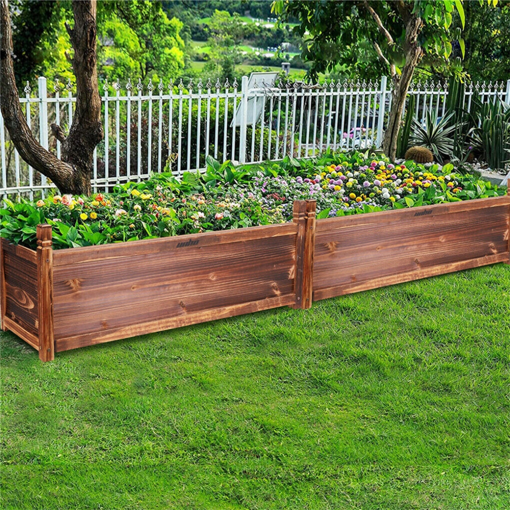 Wood Planter Box Outdoor Raised Planter Beds Garden for Flowers Vegetables