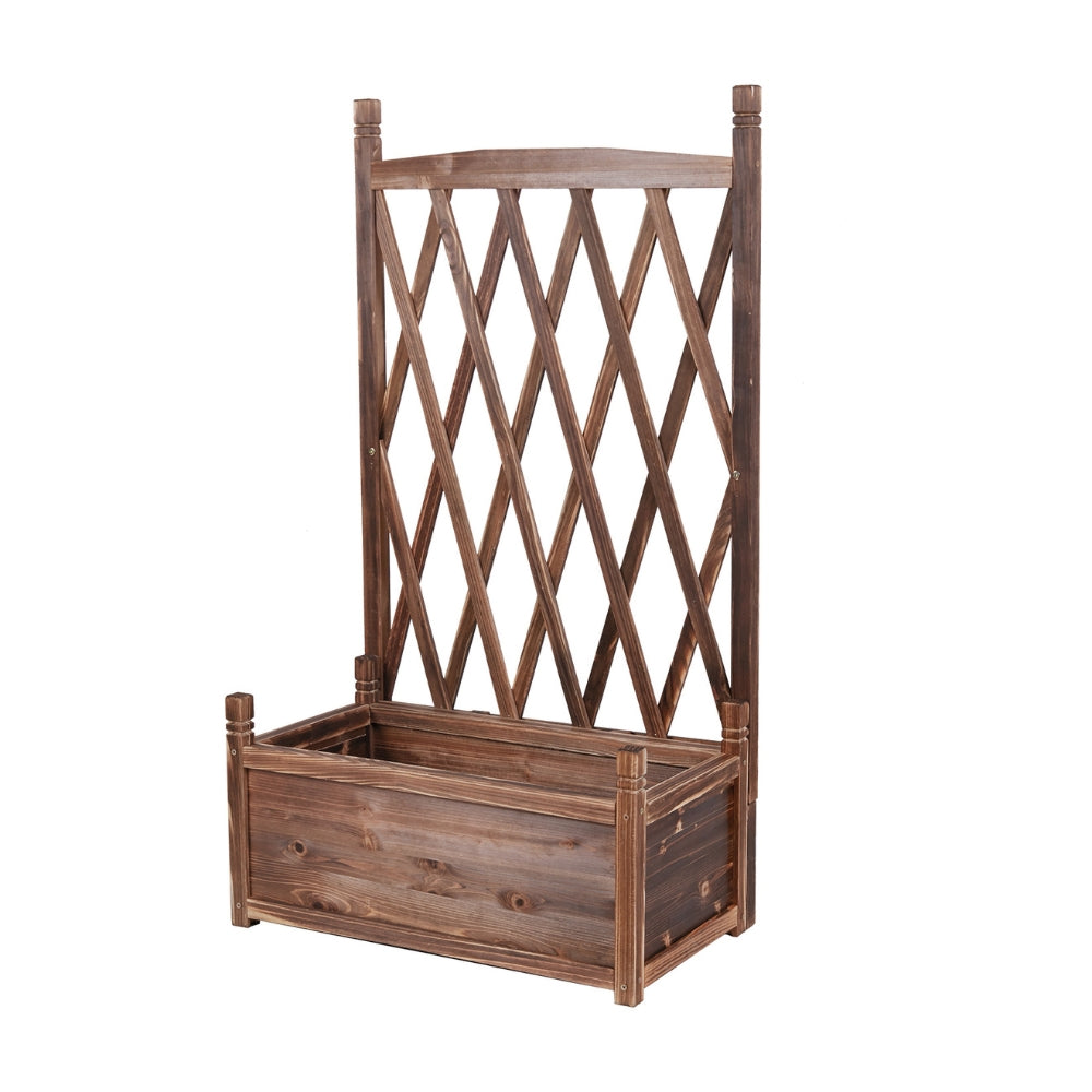 Wooden Raised Plant Garden Elevated Planter Box with Trellis_0