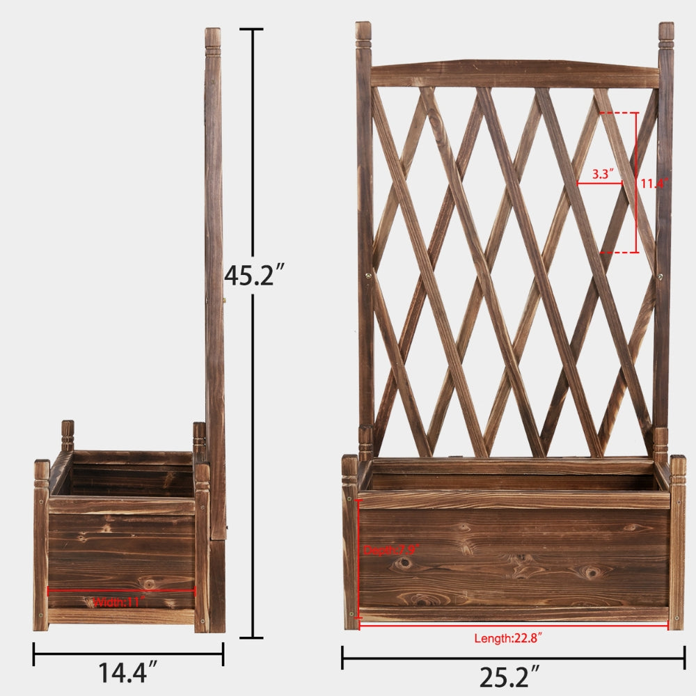 Wooden Raised Plant Garden Elevated Planter Box with Trellis_5