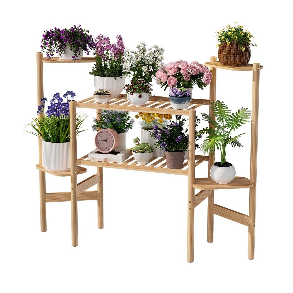 6 Tiers Bamboo Plant Stand Flower Display Shelf for Indoor Outdoor