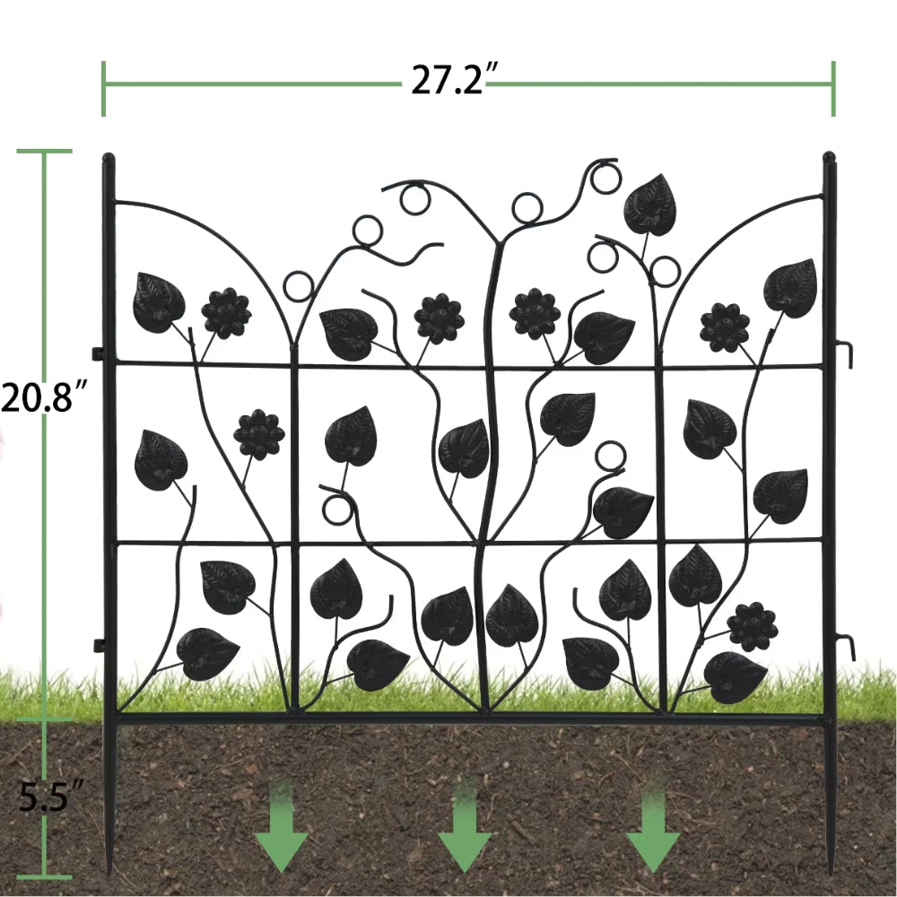 5 Piece Metal Garden Fence Set for Outdoor Garden