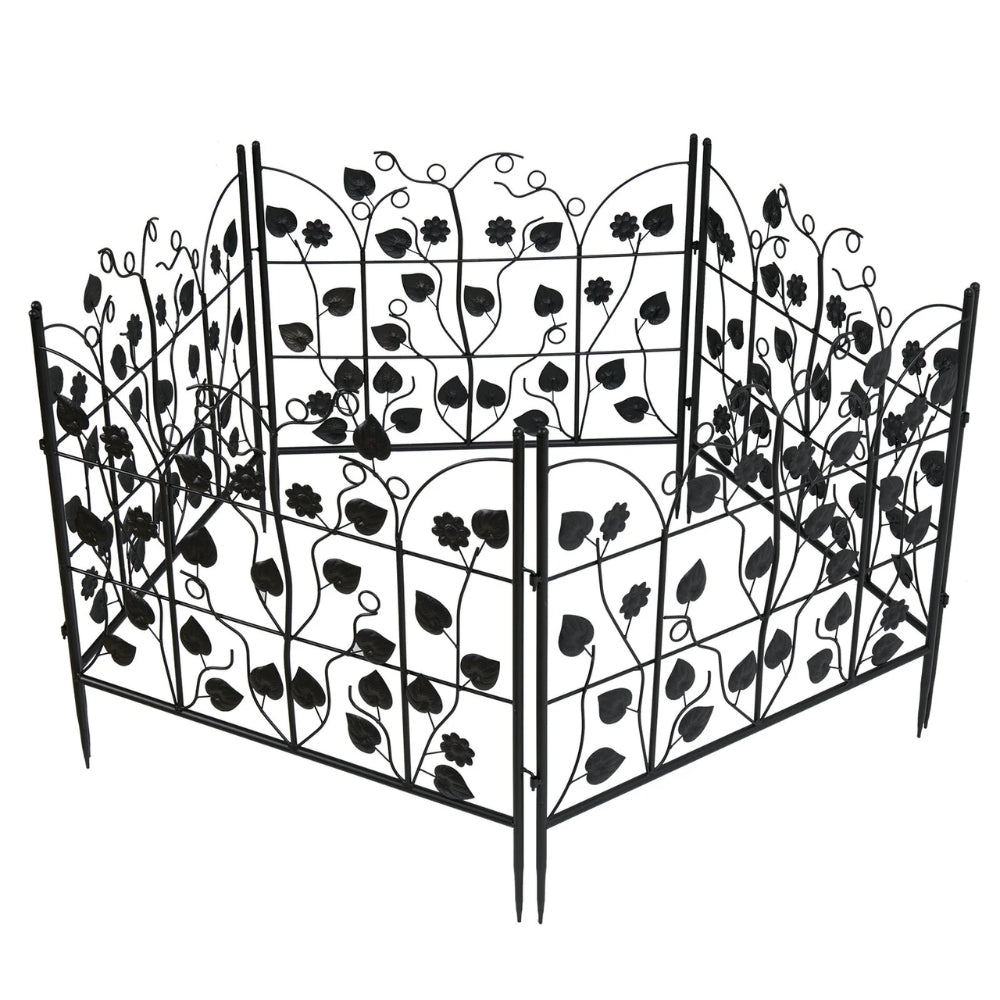 5 Piece Metal Garden Fence Set for Outdoor Garden