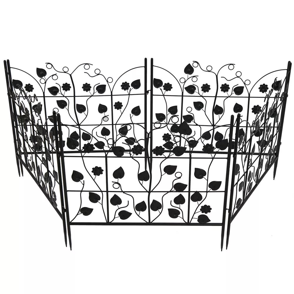 5 Piece Metal Garden Fence Set for Outdoor Garden