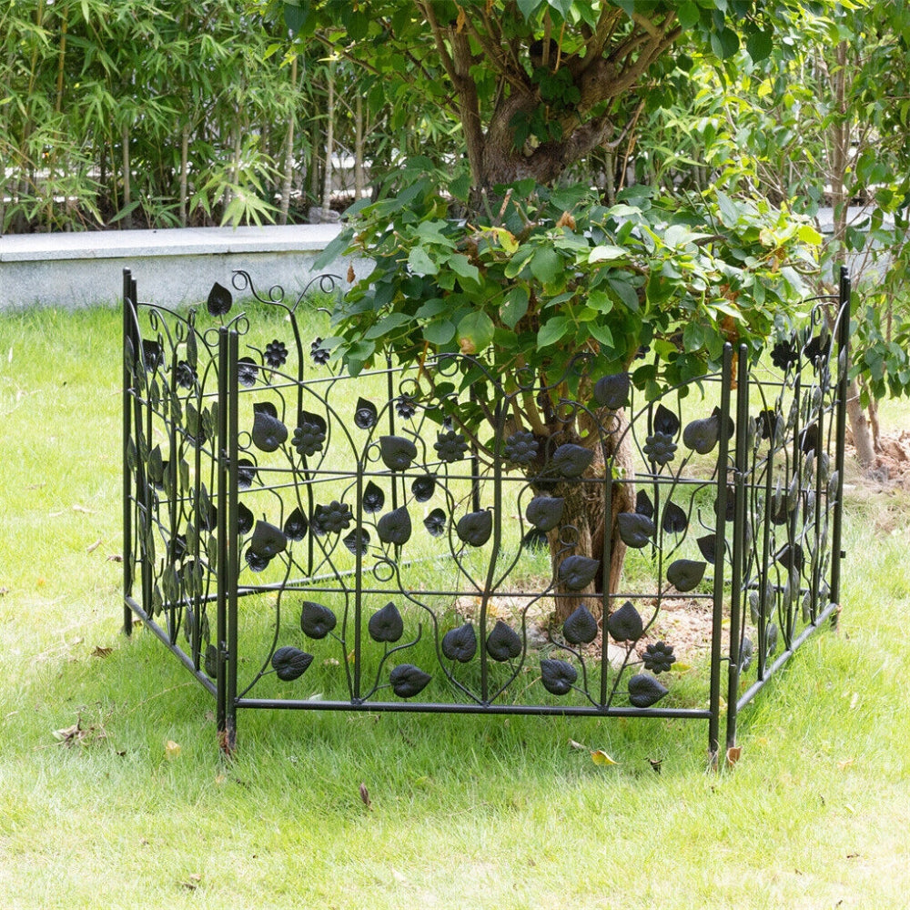 5 Piece Metal Garden Fence Set for Outdoor Garden