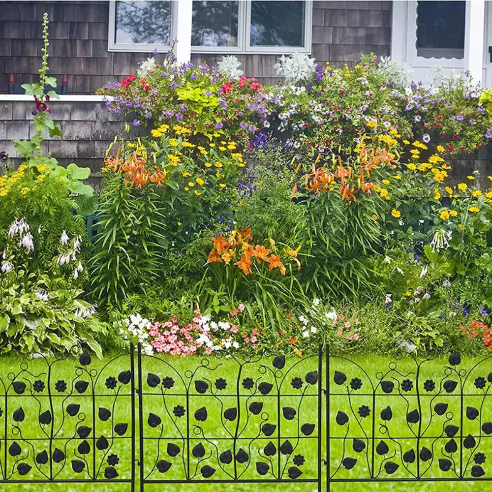 5 Piece Metal Garden Fence Set for Outdoor Garden