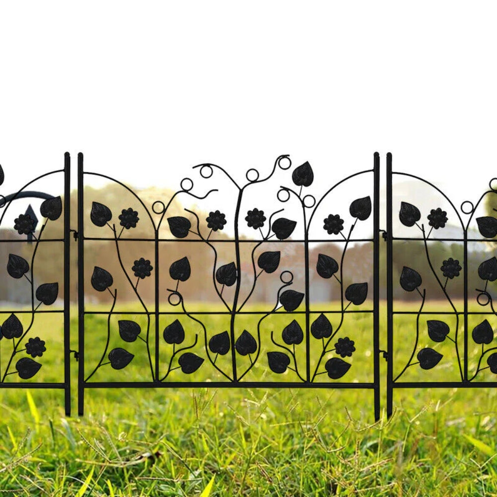 5 Piece Metal Garden Fence Set for Outdoor Garden