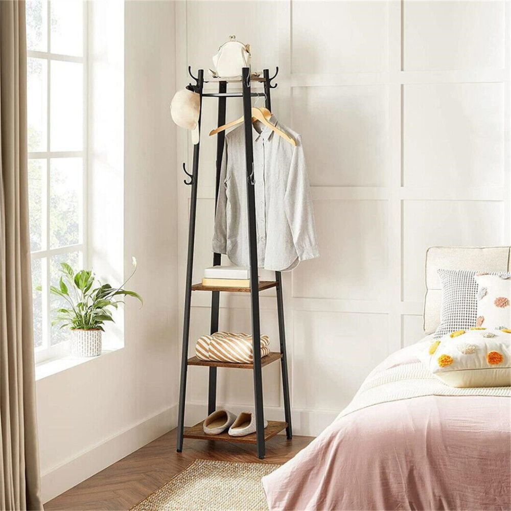 4-Tier Metal Coat Rack with 8 Hooks