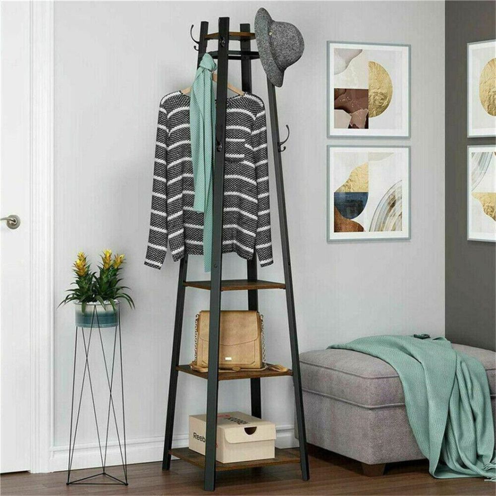 4-Tier Metal Coat Rack with 8 Hooks