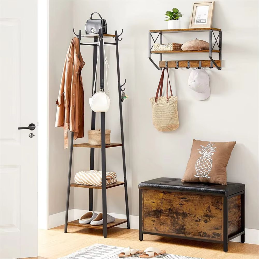 4-Tier Metal Coat Rack with 8 Hooks