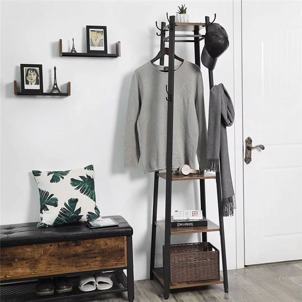 4-Tier Metal Coat Rack with 8 Hooks