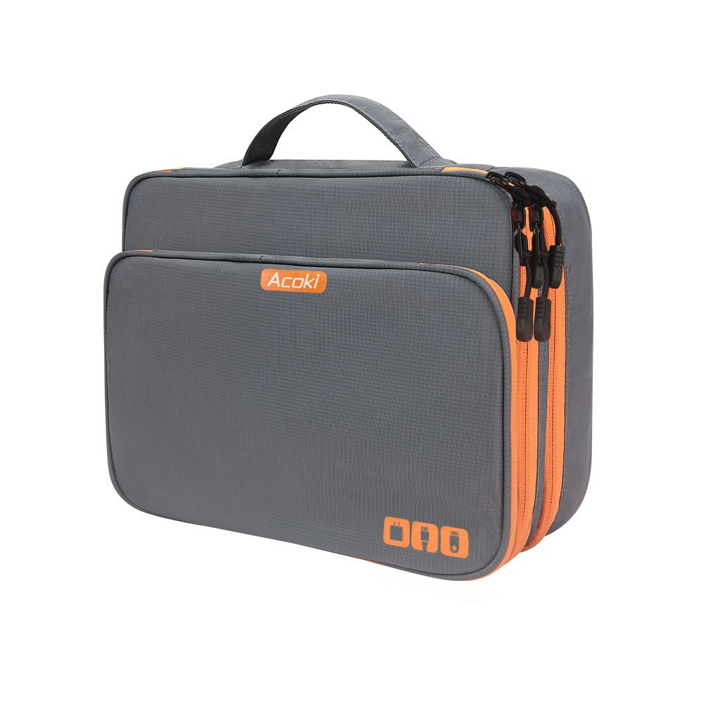 Large Capacity Electronic Accessories Organizer with iPad Pocket