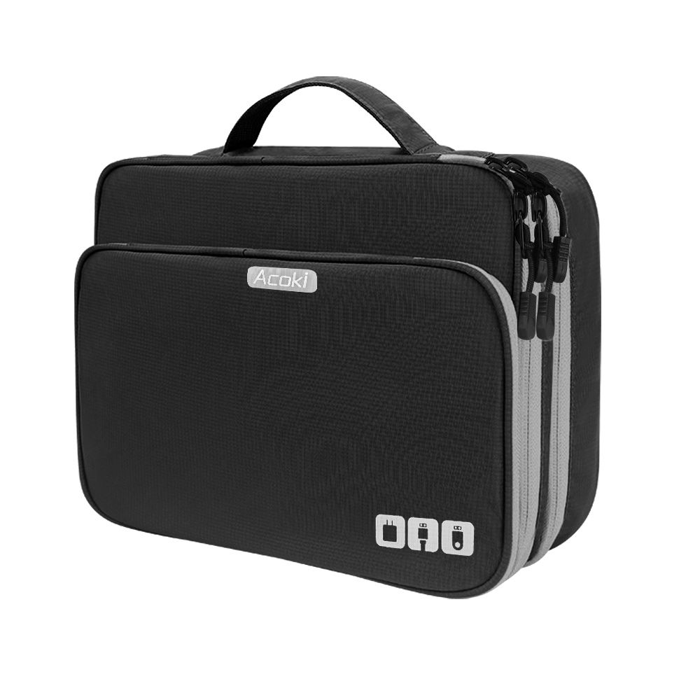 Large Capacity Electronic Accessories Organizer with iPad Pocket