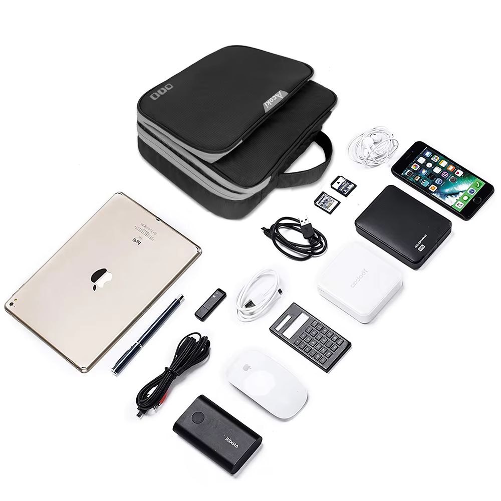 Large Capacity Electronic Accessories Organizer with iPad Pocket