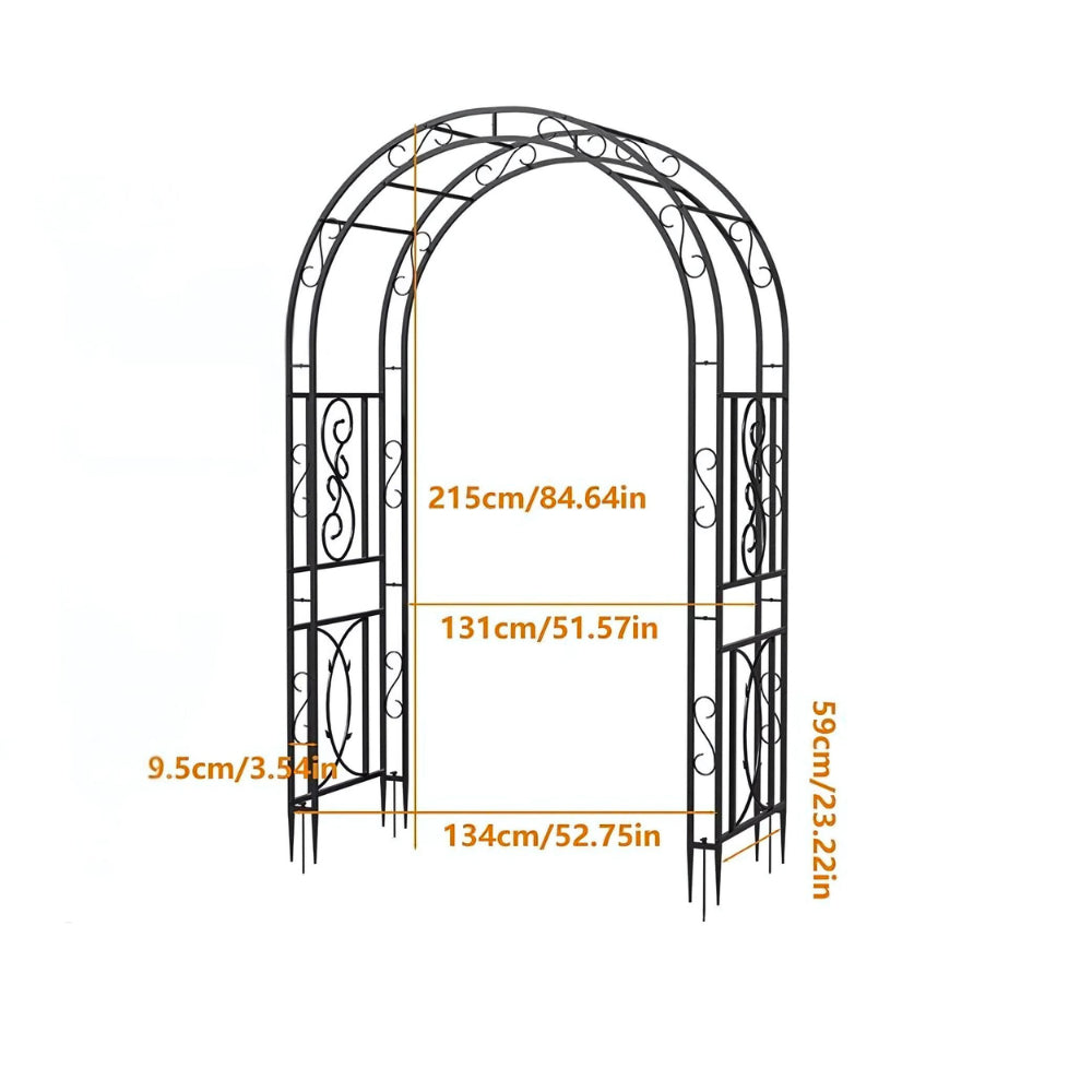 Garden Arches Outdoor Black Metal Arbor for Climbing Plants