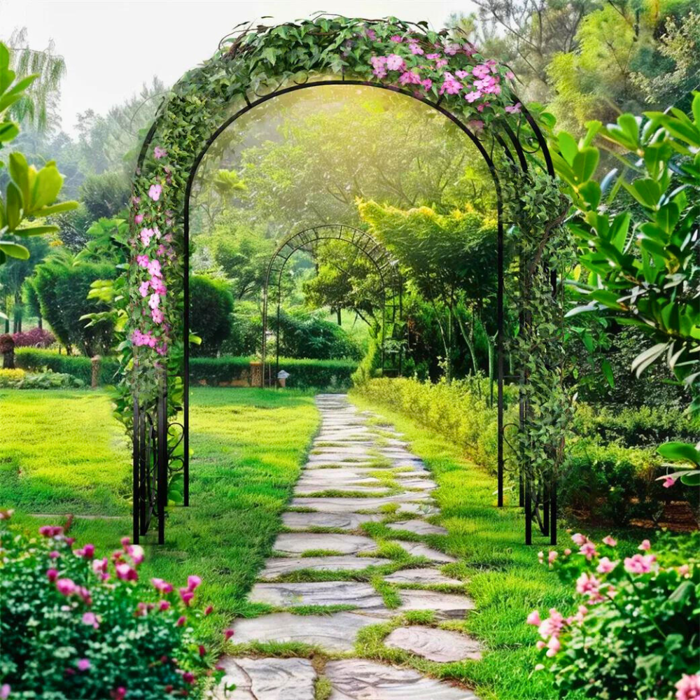 Garden Arches Outdoor Black Metal Arbor for Climbing Plants