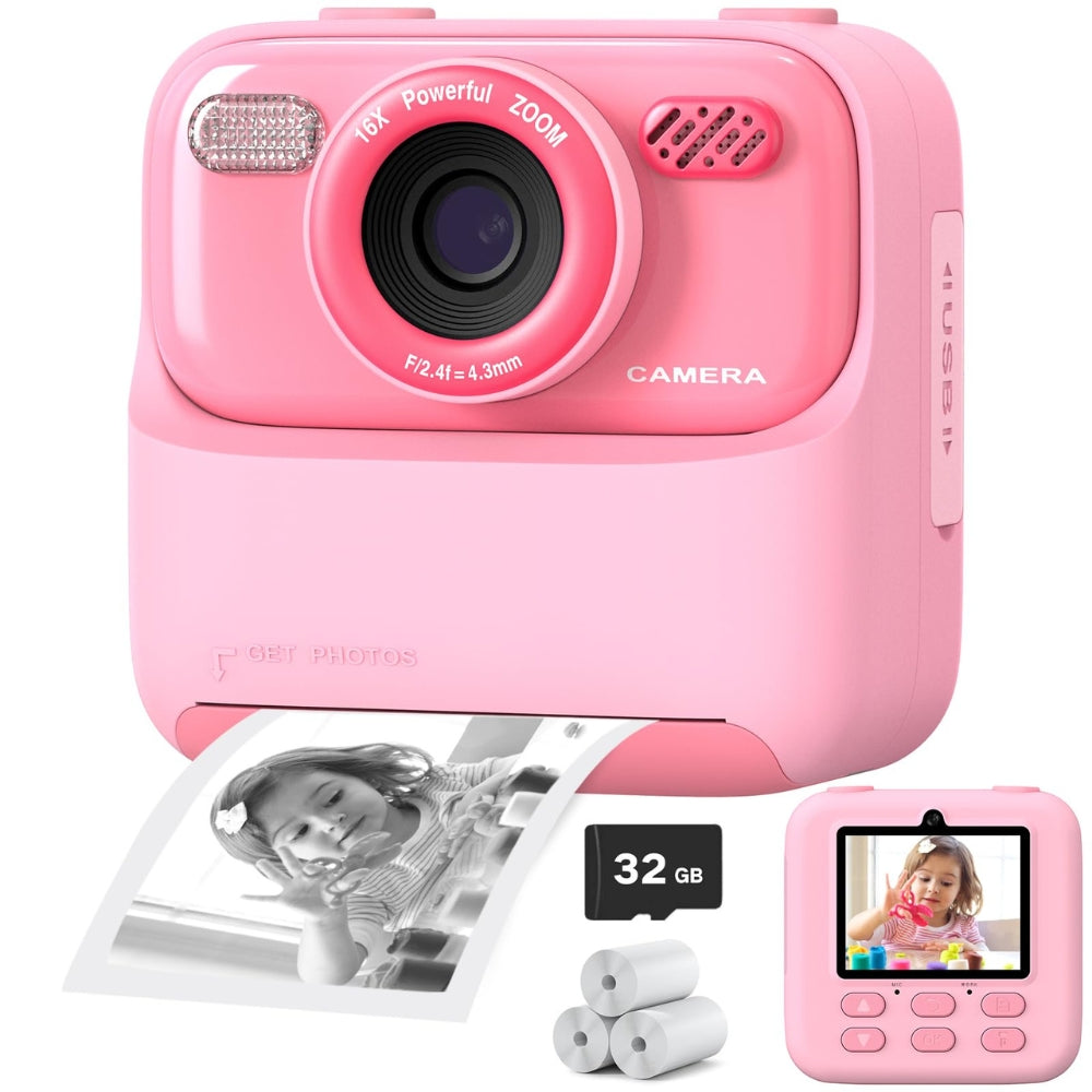 Kids Instant Camera 1080P HD Dual Lens Selfie Digital Camera