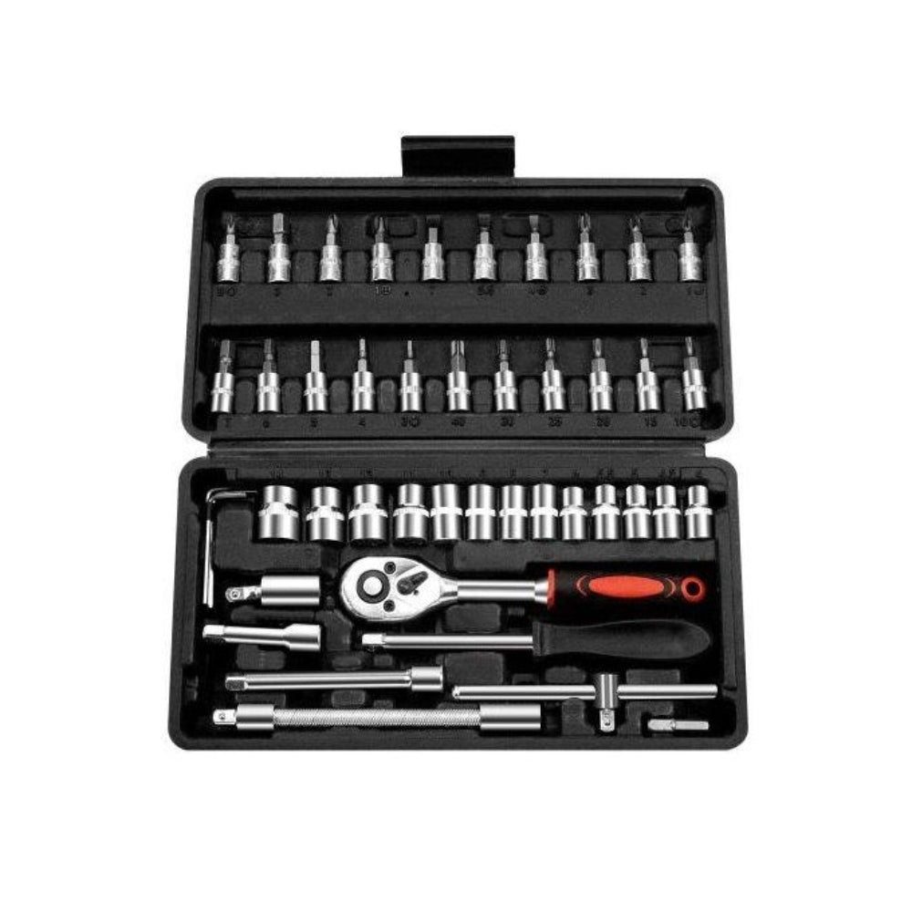 46Pcs Multi Purpose Tool Kit Set with Wrench Socket and Precision Screwdriver