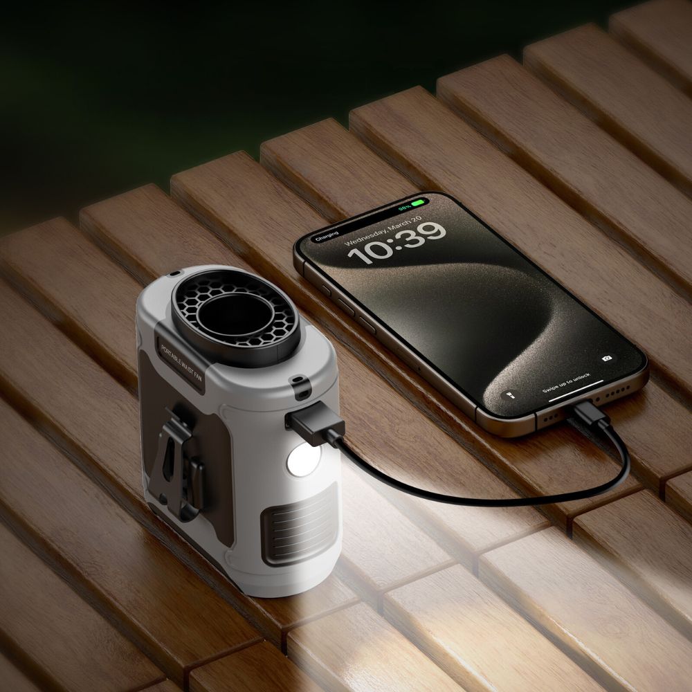 20,000mAh Outdoor Waist Fan and Power Bank Convenient Portable Neck Fan