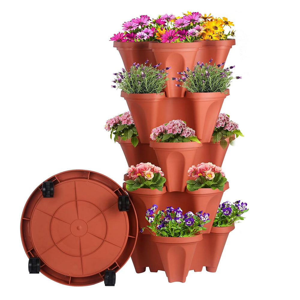 GREENHAVEN 5-Tier Stackable Planter, Indoor and Outdoor Gardening Planter with Removable Wheels and Tools_0