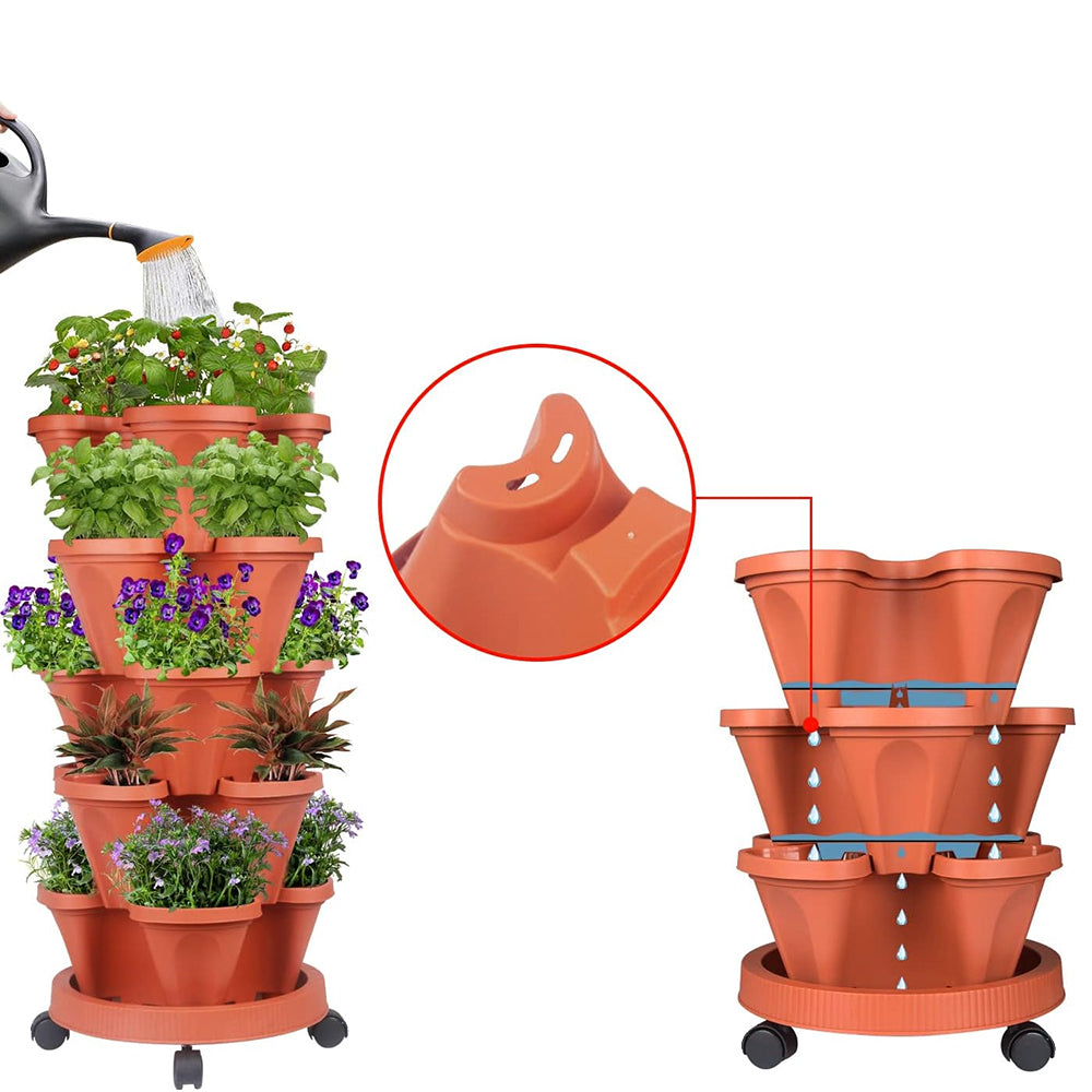 GREENHAVEN 5-Tier Stackable Planter, Indoor and Outdoor Gardening Planter with Removable Wheels and Tools_11
