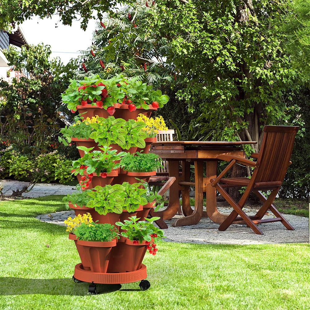 GREENHAVEN 5-Tier Stackable Planter, Indoor and Outdoor Gardening Planter with Removable Wheels and Tools_8