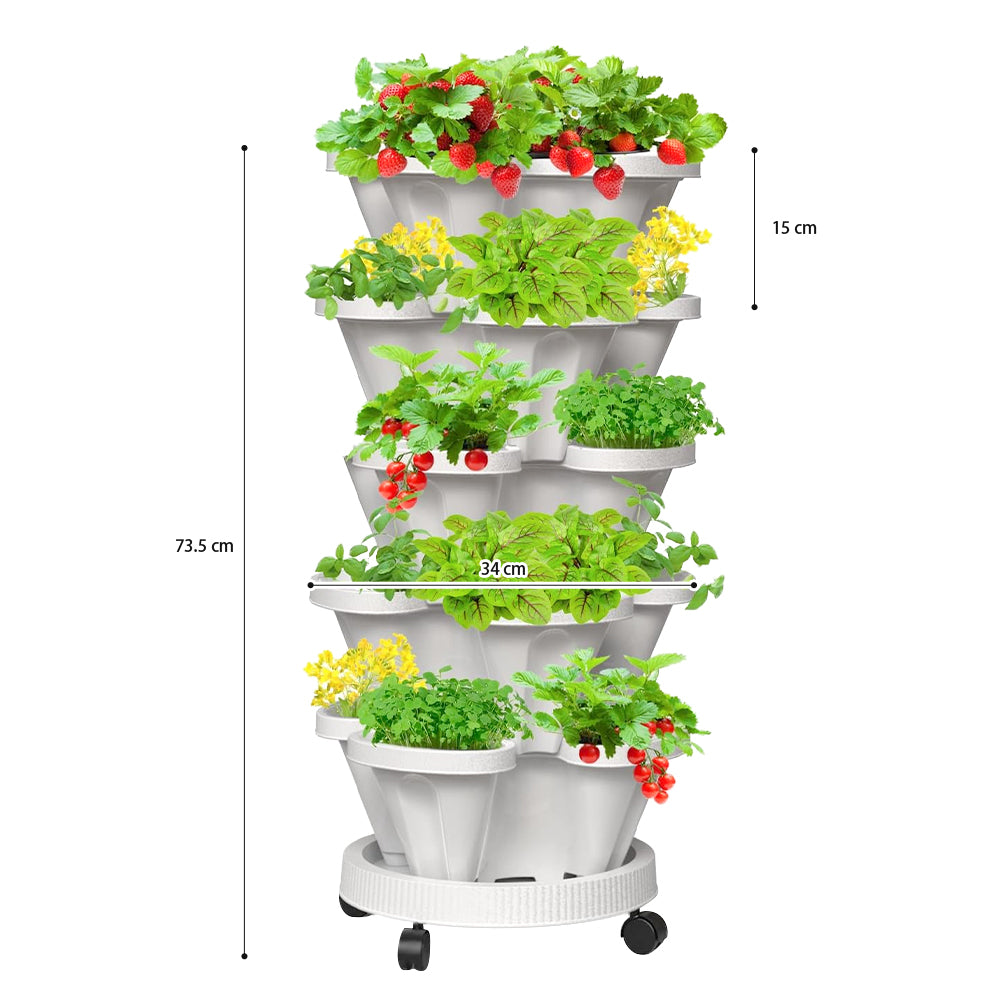 GREENHAVEN 5-Tier Stackable Planter, Indoor and Outdoor Gardening Planter with Removable Wheels and Tools_13
