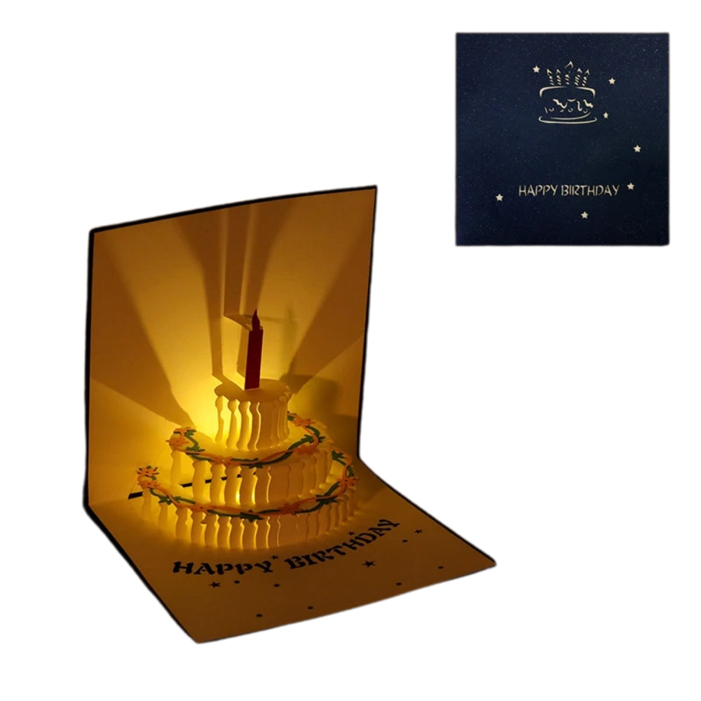 Hansona 3D Light Music Birthday Card Creative Greeting Card