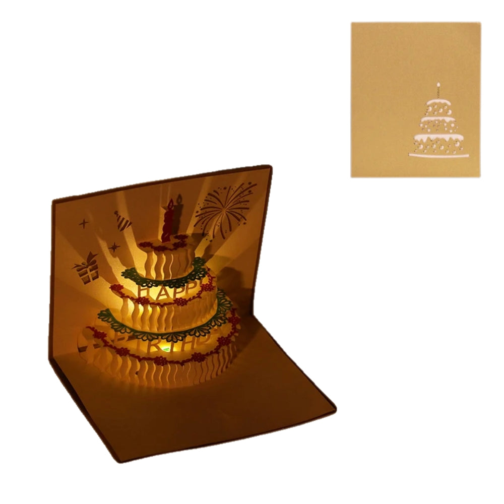 Hansona 3D Light Music Birthday Card Creative Greeting Card