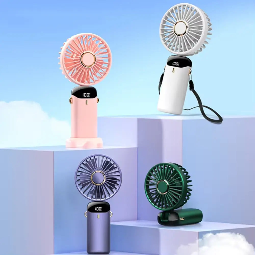 Handheld USB Mini Fan Foldable Portable Neck Hanging Rechargeable Fan