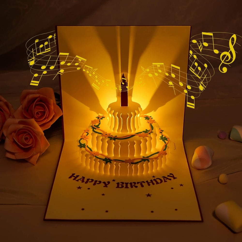 3D Light Music Birthday Card Creative Greeting Card