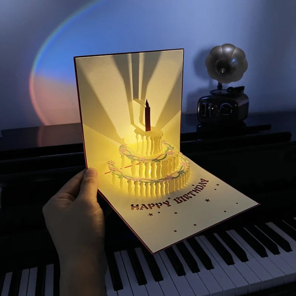 3D Light Music Birthday Card Creative Greeting Card