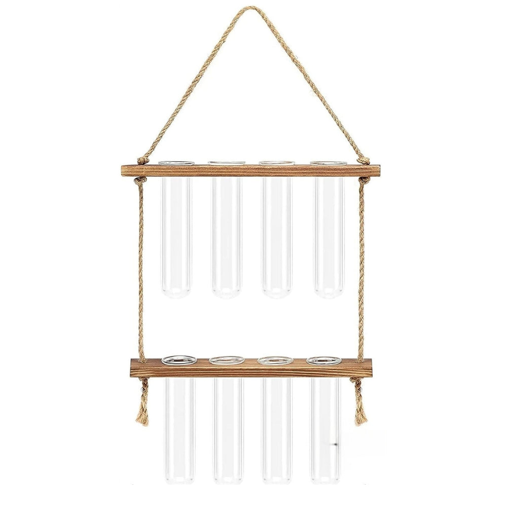 2 Layer Glass Wall Hanging Planter with Wooden Stand