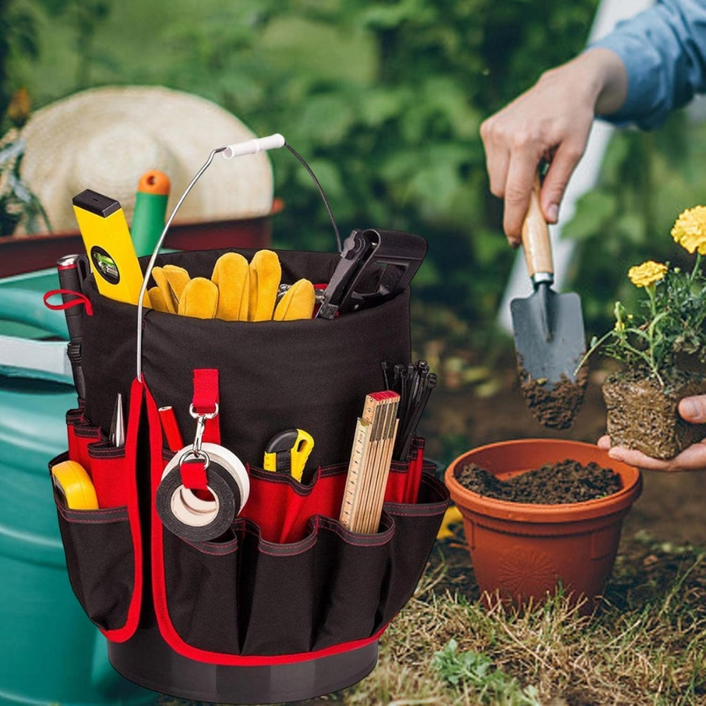 Bucket Organizer Pouch Storage Bag 42 Grids Pocket Gardening Tool Bag Garden Tool Pouch Hand Tool Bag Planting Props Basket