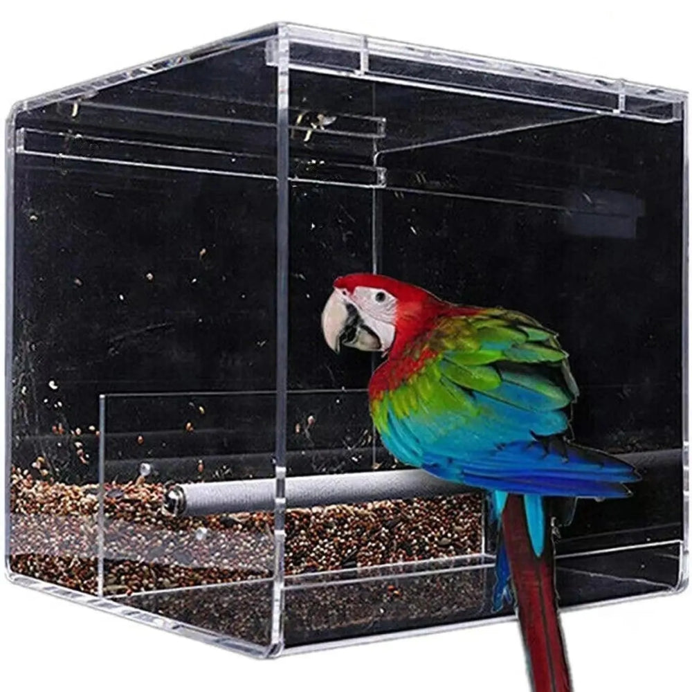 Automatic Acrylic Parrot Feeder Tidy Seed Bird Feeder