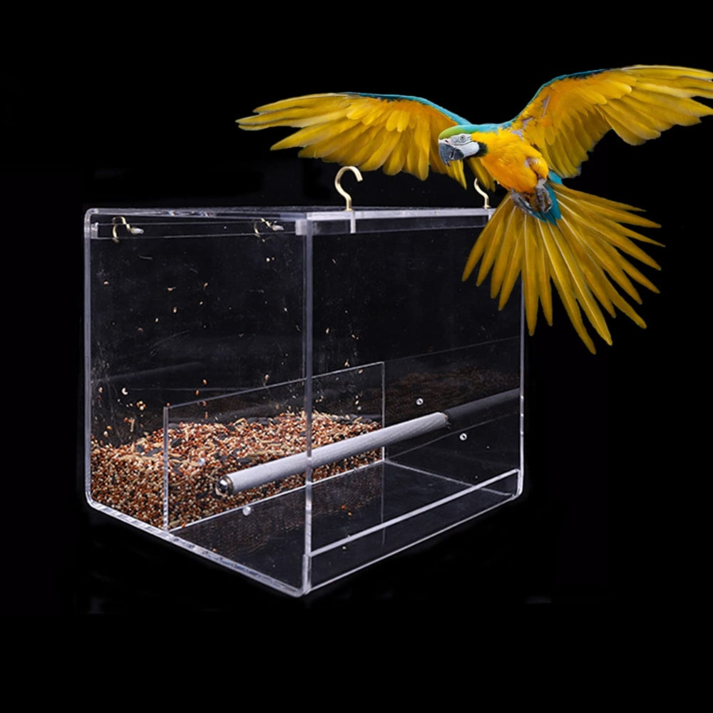 Automatic Acrylic Parrot Feeder Tidy Seed Bird Feeder