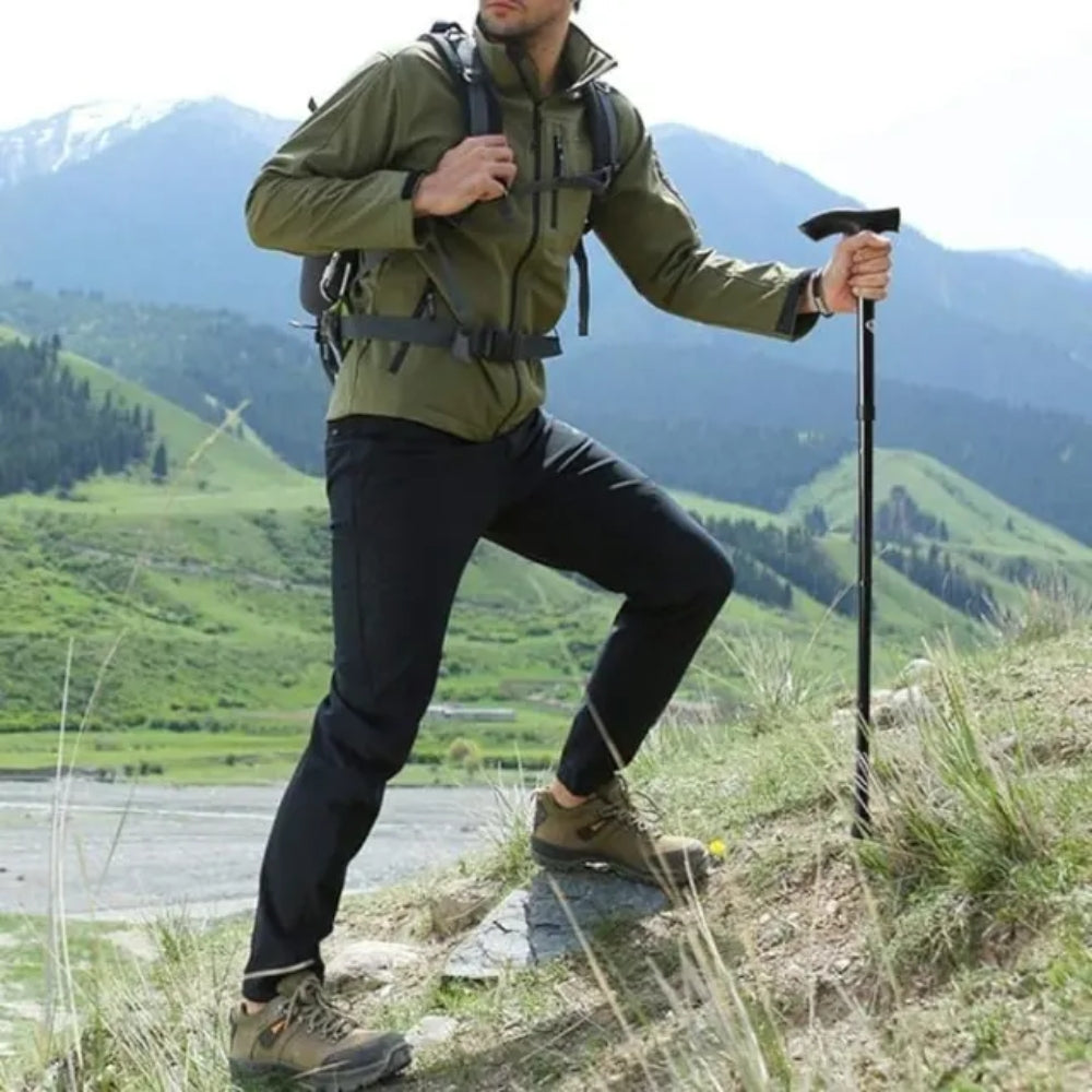 Adjustable Walking Stick Travel Retractable Hiking Folding Cane Metal Pole