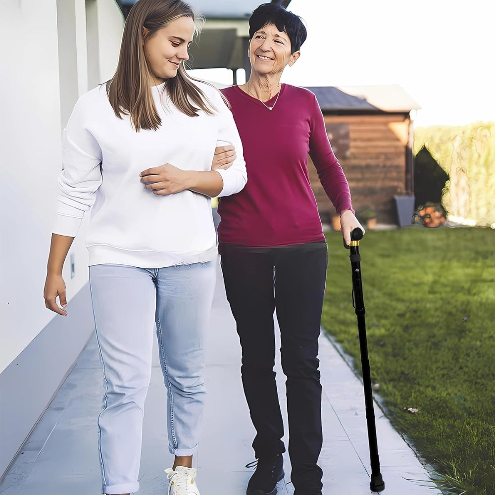 Adjustable Walking Stick Travel Retractable Hiking Folding Cane Metal Pole