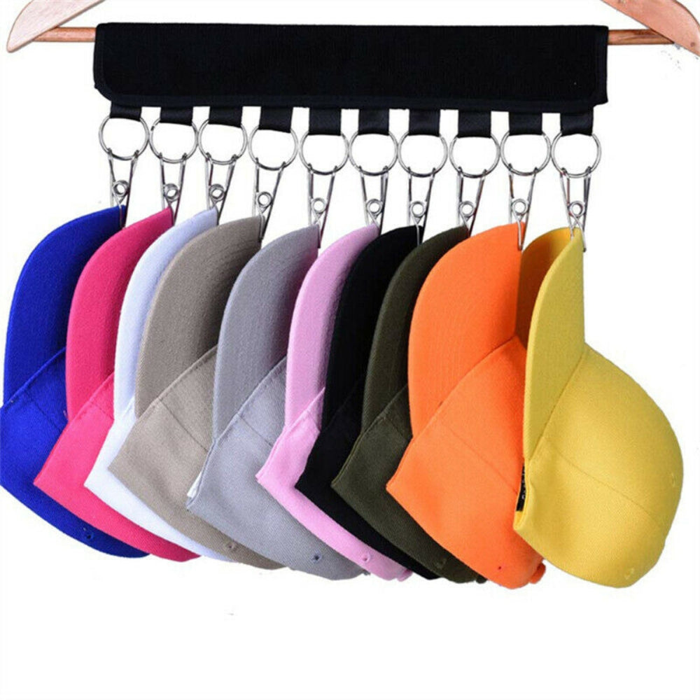 2X 10 Clips Door Cap Rack Baseball Hat Holder Closet Hanger Storage Organizer