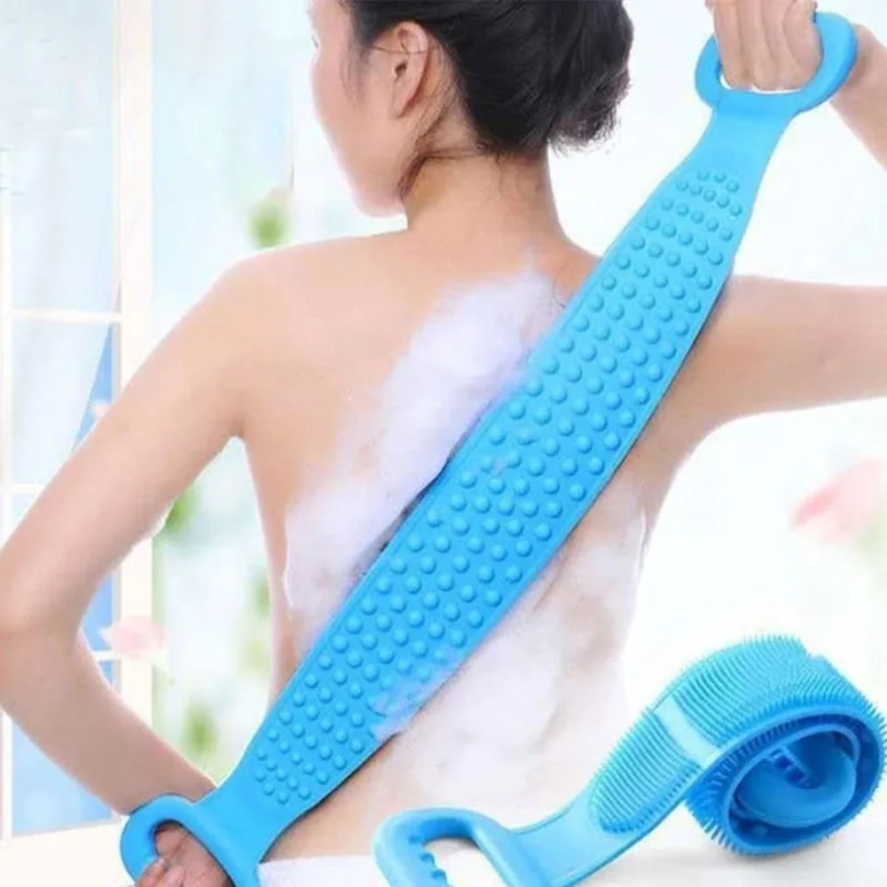 Bath Towel Silicone Exfoliating Back Strap Scrub Shower Body Scrubber