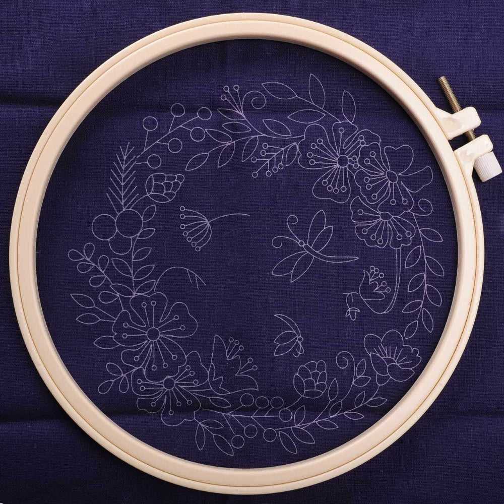 Embroidery Beginners DIY Cross Stitch Kits Pre Printed Floral Pattern With Hoop
