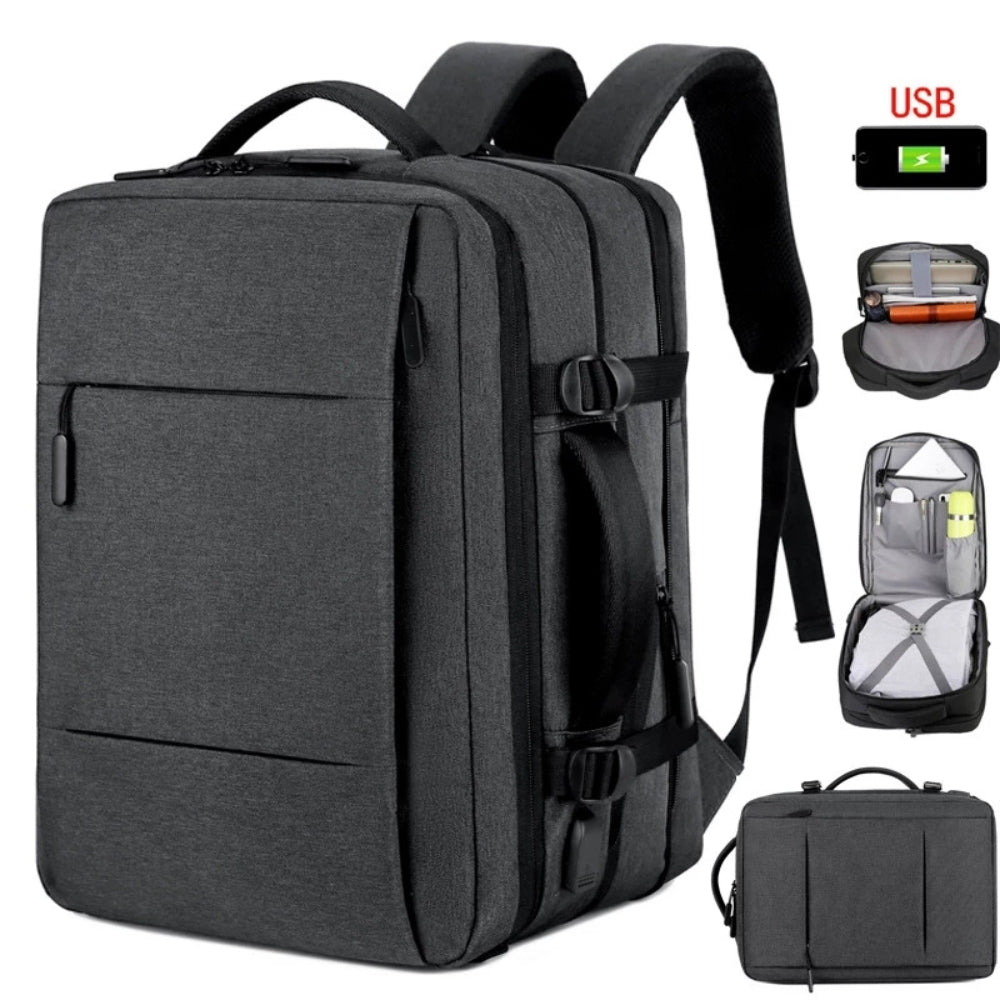Large Capacity Expandable Travel Backpack with USB Port