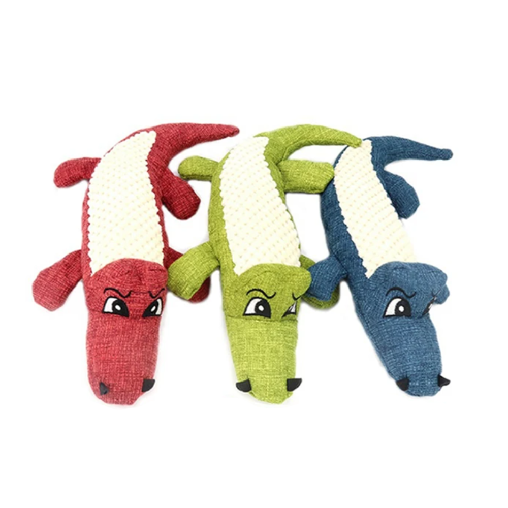Interactive Plush Alligator Chew Toy for Dogs