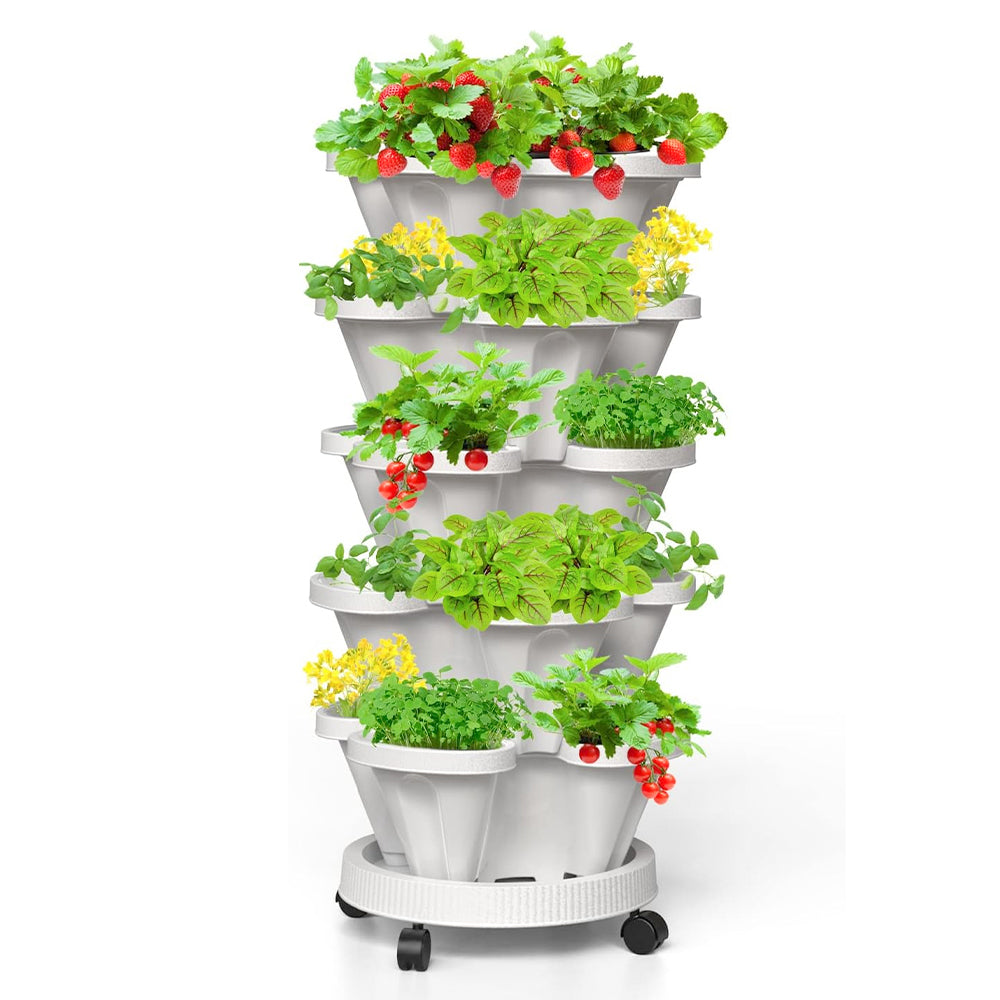 GREENHAVEN 5-Tier Stackable Vertical Garden Planter Pots - Space-Saving Planting Solution
