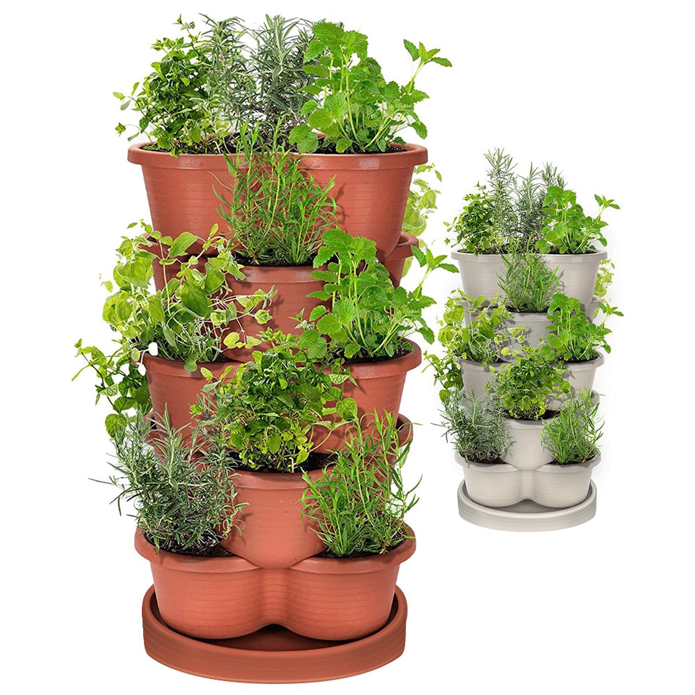 GREENHAVEN 5-Tier Stackable Vertical Garden Planter Pots - Space-Saving Planting Solution