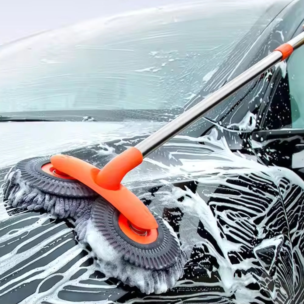 Car Wash Mop with Double Brush Head and Telescopic Handle