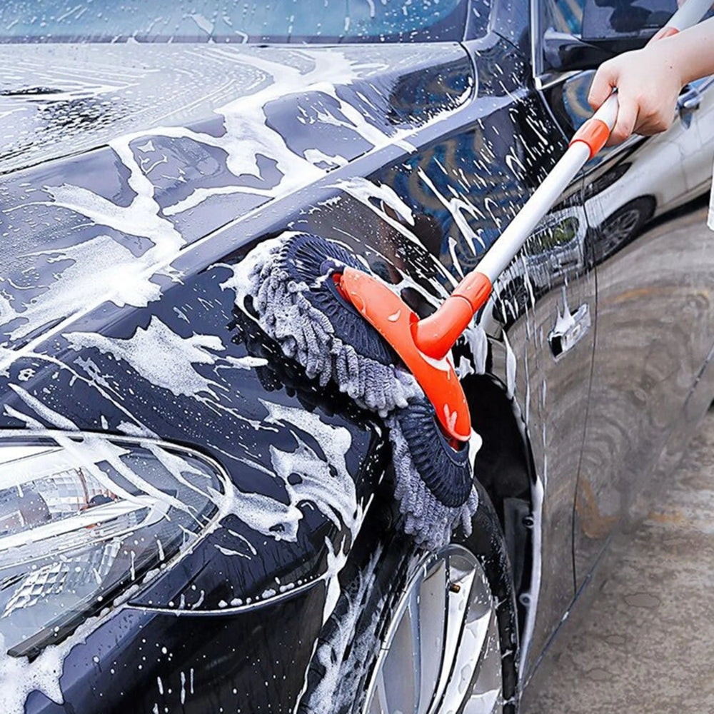 Car Wash Mop with Double Brush Head and Telescopic Handle