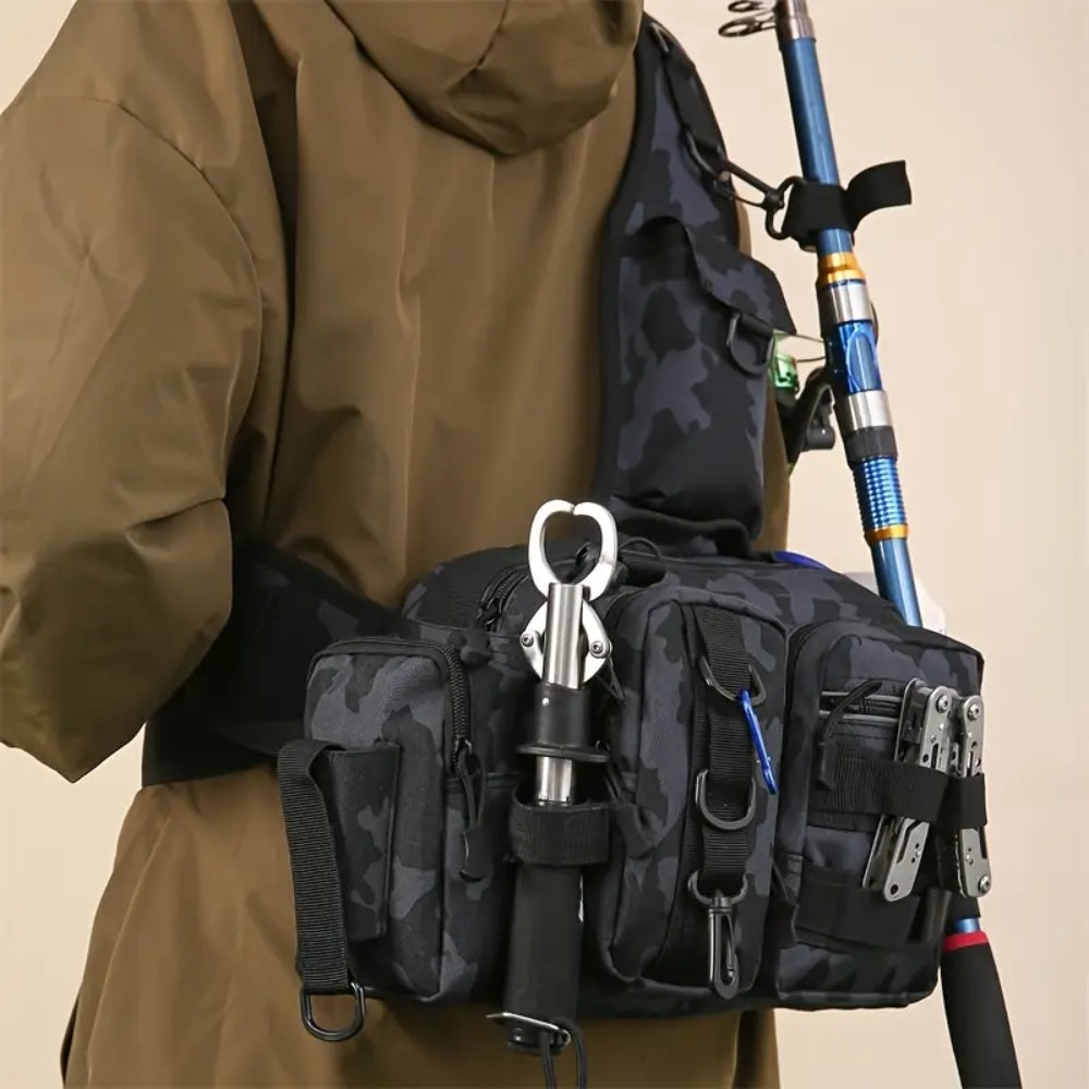 Fishing Tackle Backpack with Rod Holder and Gear Storage