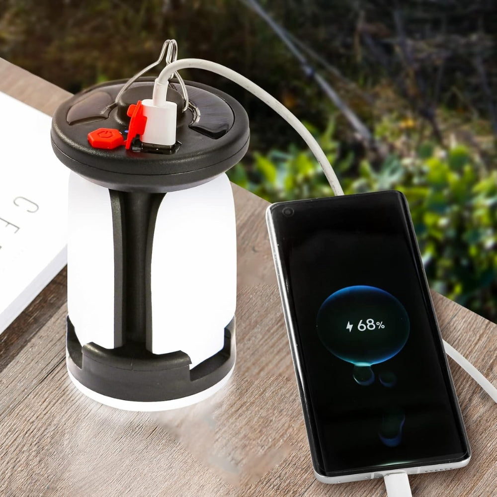 Solar LED Camping Lantern Rechargeable Power Bank Foldable Light Modes