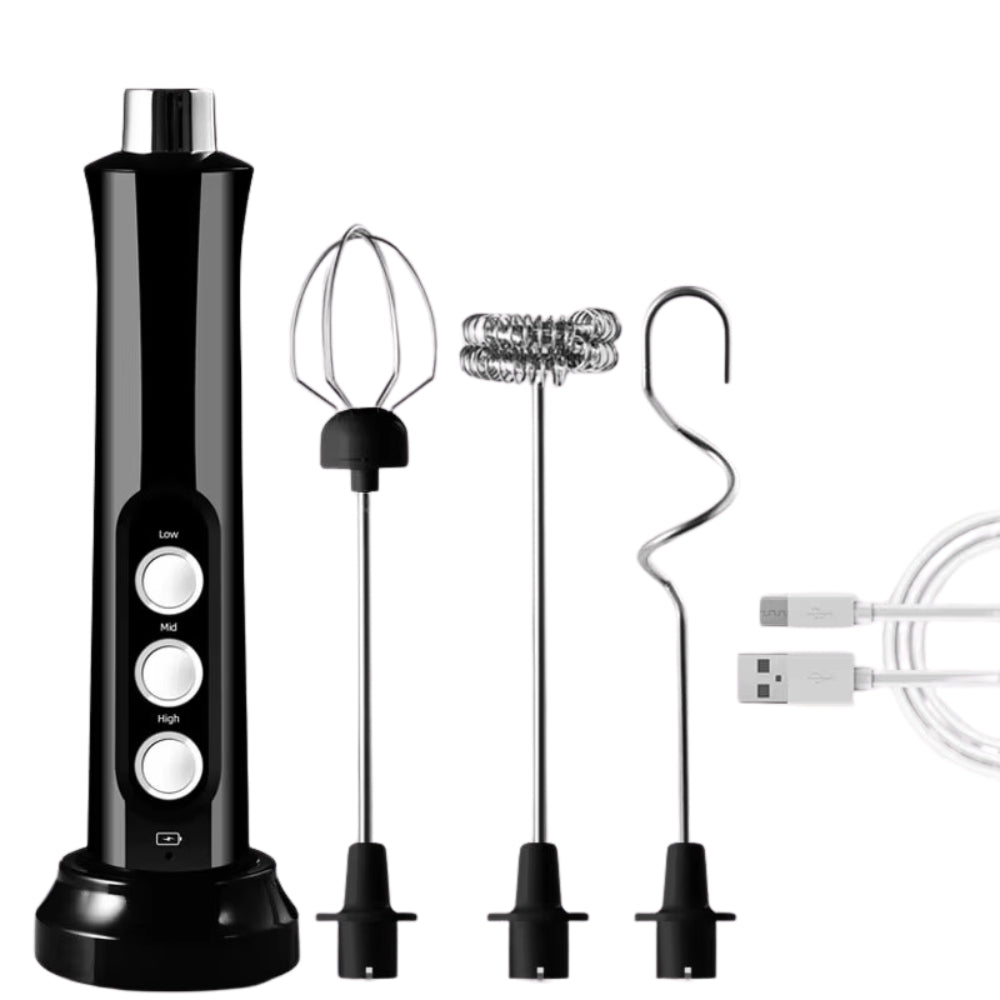 Rechargeable Electric Milk Frother 3 In 1 Handheld Coffee Mixer